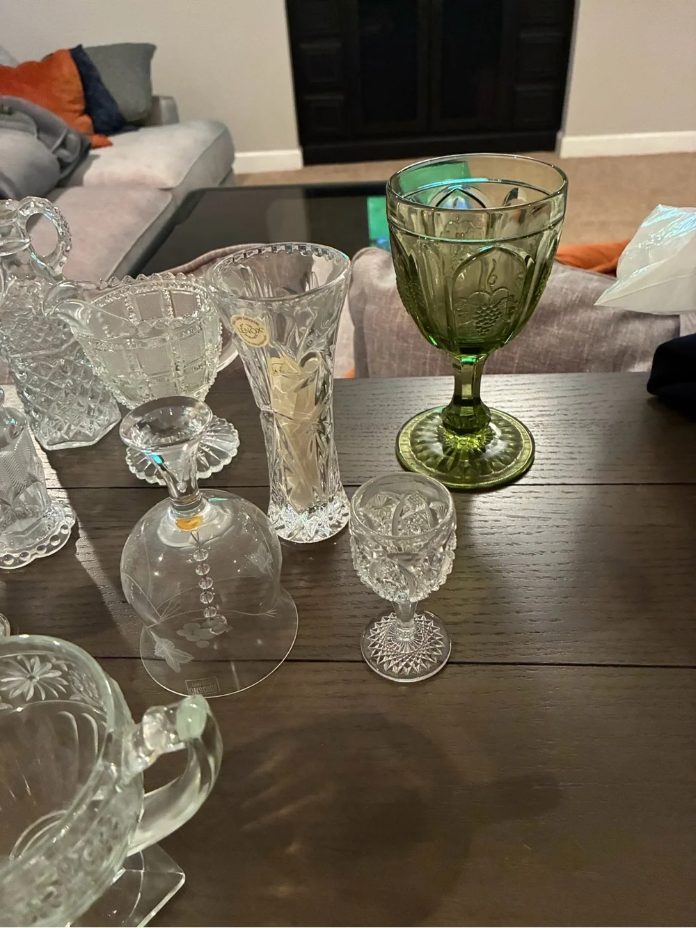 Clear Cut Glass Serving Set - Elegant Crystal-Style Pieces
